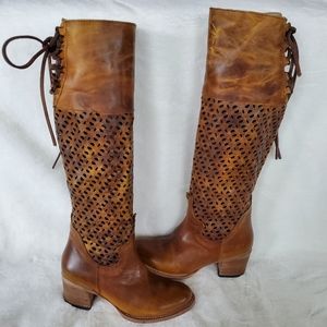 Freebird Creek Boots sz 7 lace up with cutouts